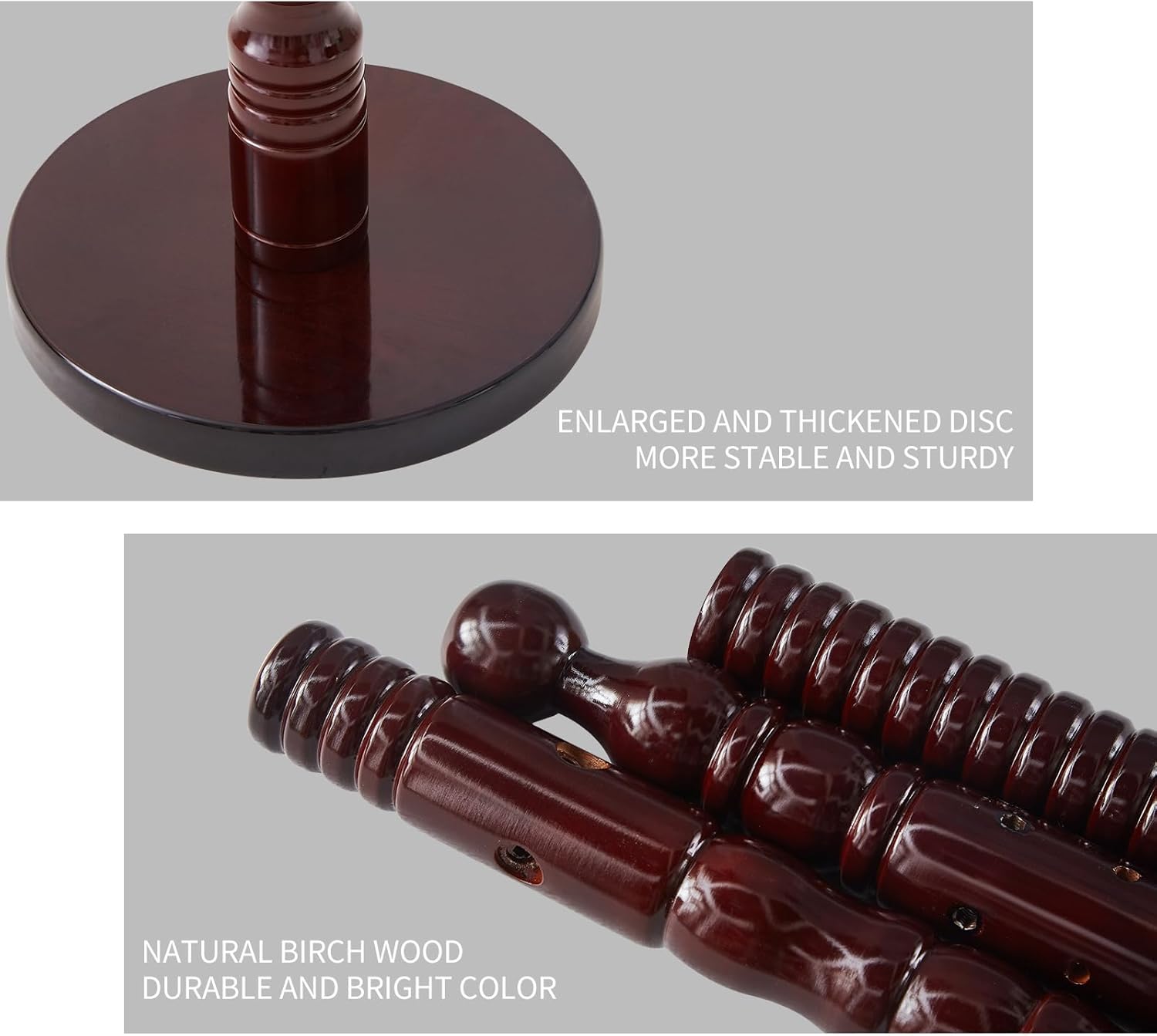 Wood Coat Rack Stand, Vintage Wooden Coat Rack Freestanding with Sturdy Round Base,Classic Coat Racks with 14 Hooks, Natural Birch Wood Standing Coat for Entryway (Vintage Round chassis)