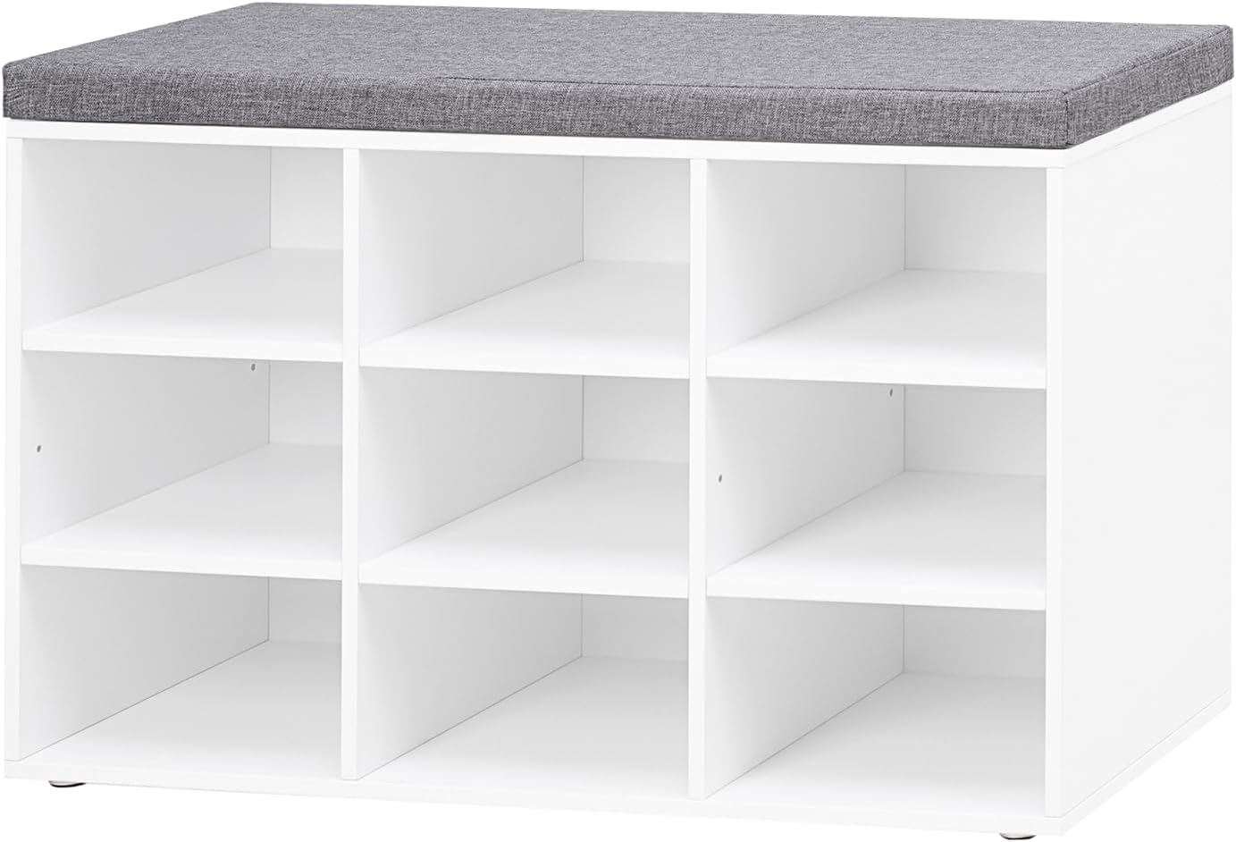 DINZI LVJ Shoe Storage Bench with Cushion, Cubby Shoe Rack with 12 Cubbies, Adjustable Shelves, Multifunctional Shoe Organizer Bench for Entryway, Mudroom, Hallway, Closet and Garage, White