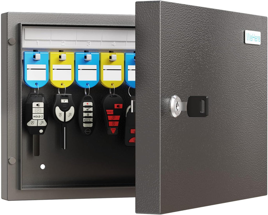 32 Key Cabinet Organizer, Lock Box, Security Storage for Valets, Hotels, Car and House Keys, Key Keeper Box - Black