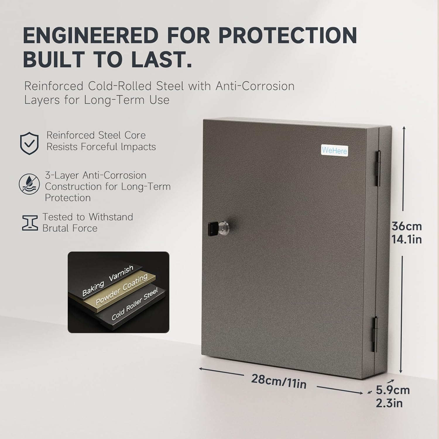 32 Key Cabinet Organizer, Lock Box, Security Storage for Valets, Hotels, Car and House Keys, Key Keeper Box - Black