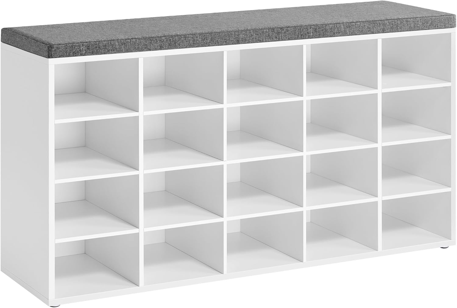 VASAGLE CUSTOS Collection - Shoe Bench, Storage Bench with Padded Seat, Entryway Bench with 15 Compartments, for Bedroom, 11.8 x 41.3 x 18.9 Inches, Cloud White and Dove Gray ULHS15WT