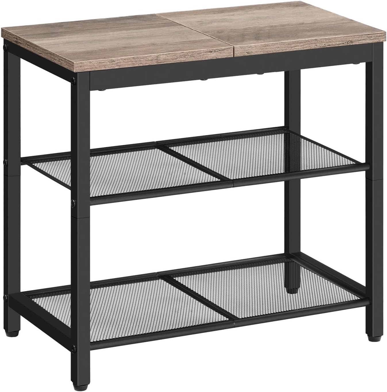 HOOBRO Shoe Bench, 3-Tier Shoe Rack, Industrial Shoe Organizer Storage Bench, 29.5 inches Entry Bench with Mesh Shelves, for Entryway, Living Room, Hallway, Easy Assembly, Rustic Brown BF75HX01