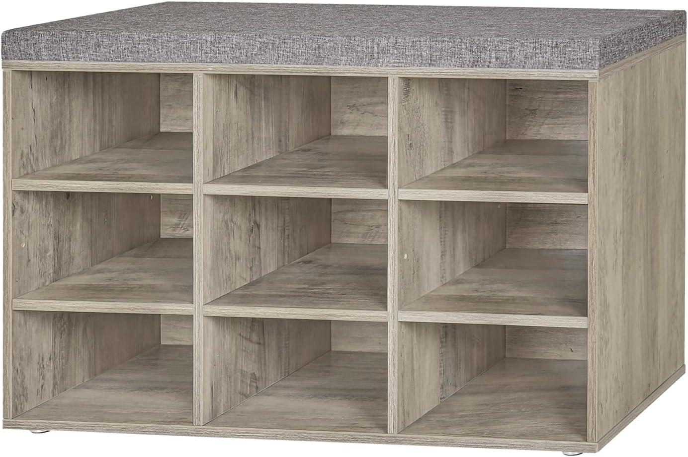 DINZI LVJ Shoe Storage Bench with Cushion, Cubby Shoe Rack with 12 Cubbies, Adjustable Shelves, Multifunctional Shoe Organizer Bench for Entryway, Mudroom, Hallway, Closet and Garage, White