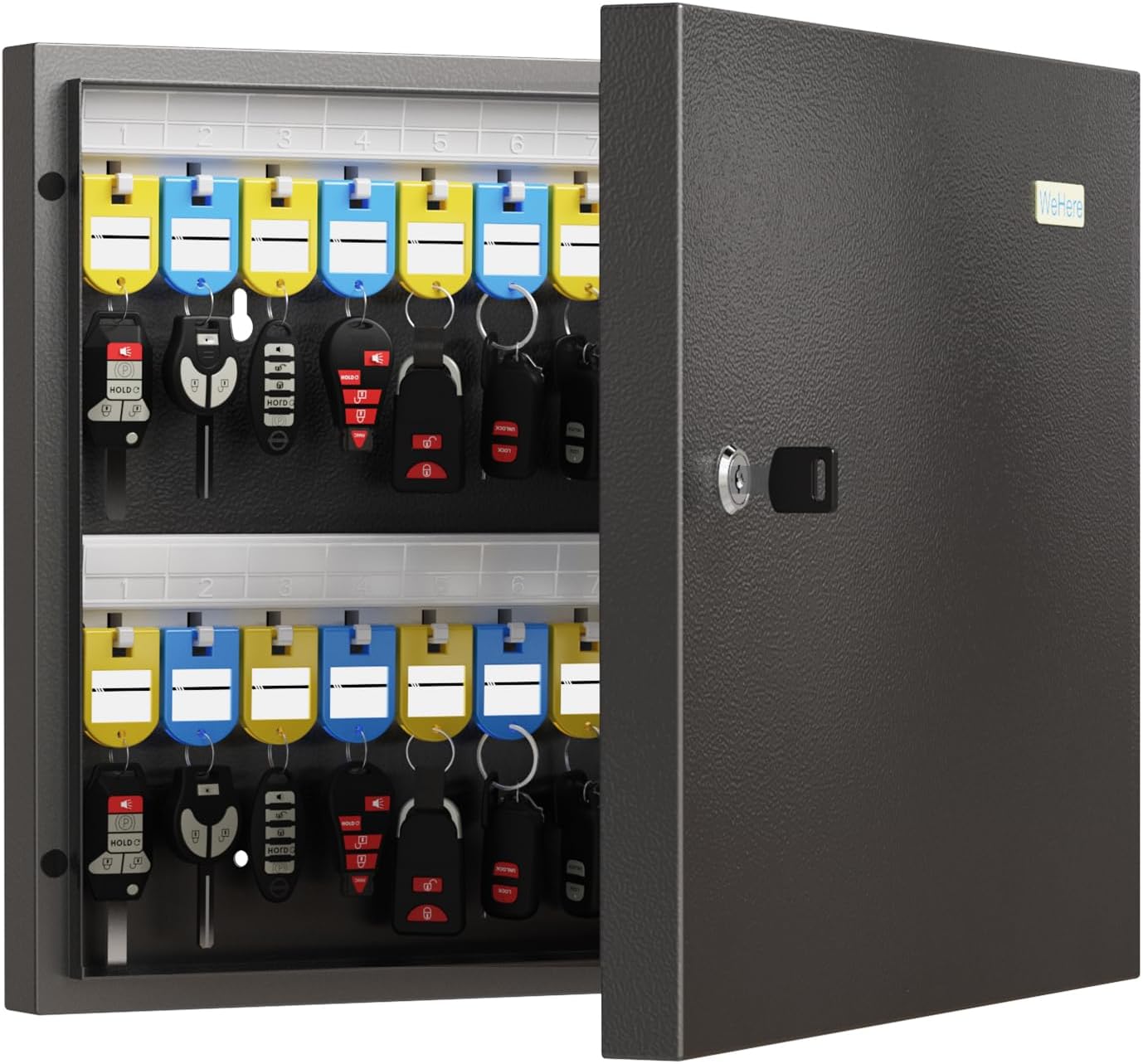 32 Key Cabinet Organizer, Lock Box, Security Storage for Valets, Hotels, Car and House Keys, Key Keeper Box - Black