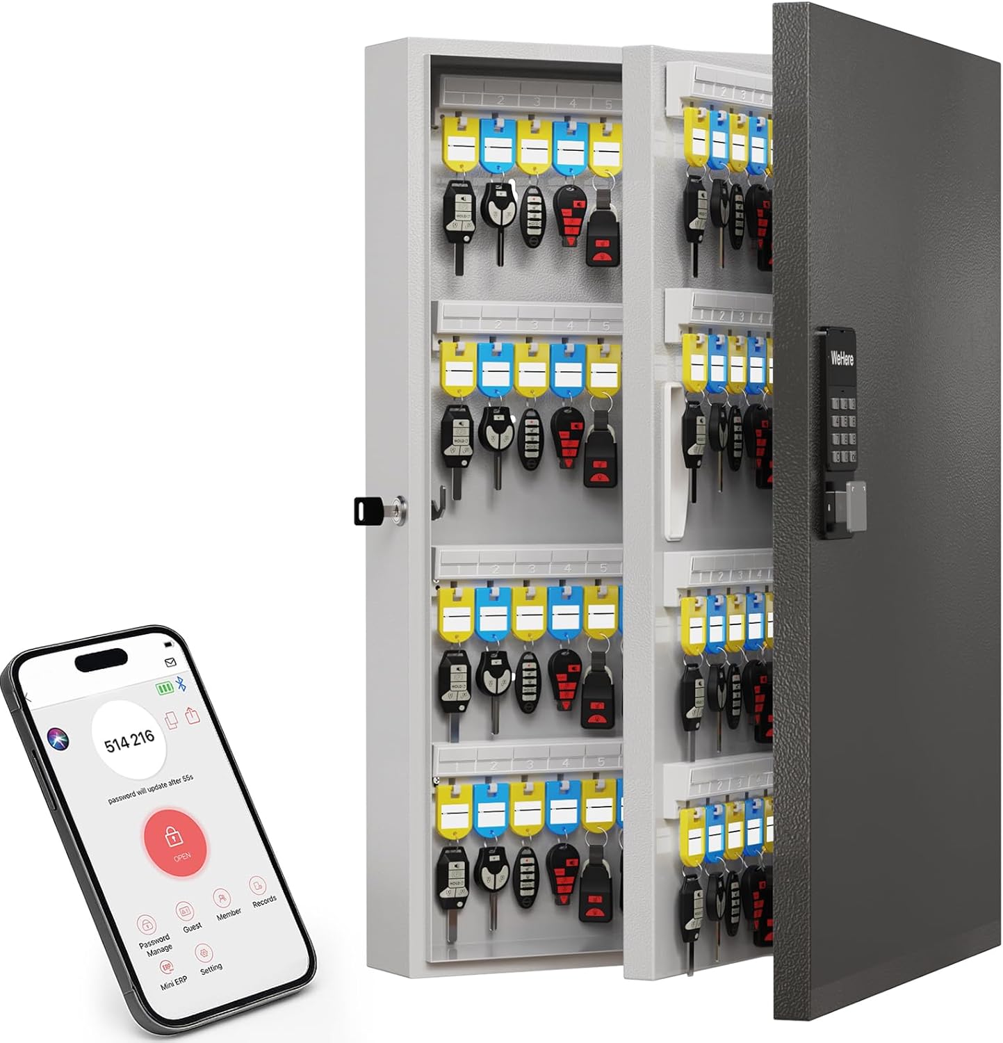 32 Key Cabinet Organizer, Lock Box, Security Storage for Valets, Hotels, Car and House Keys, Key Keeper Box - Black