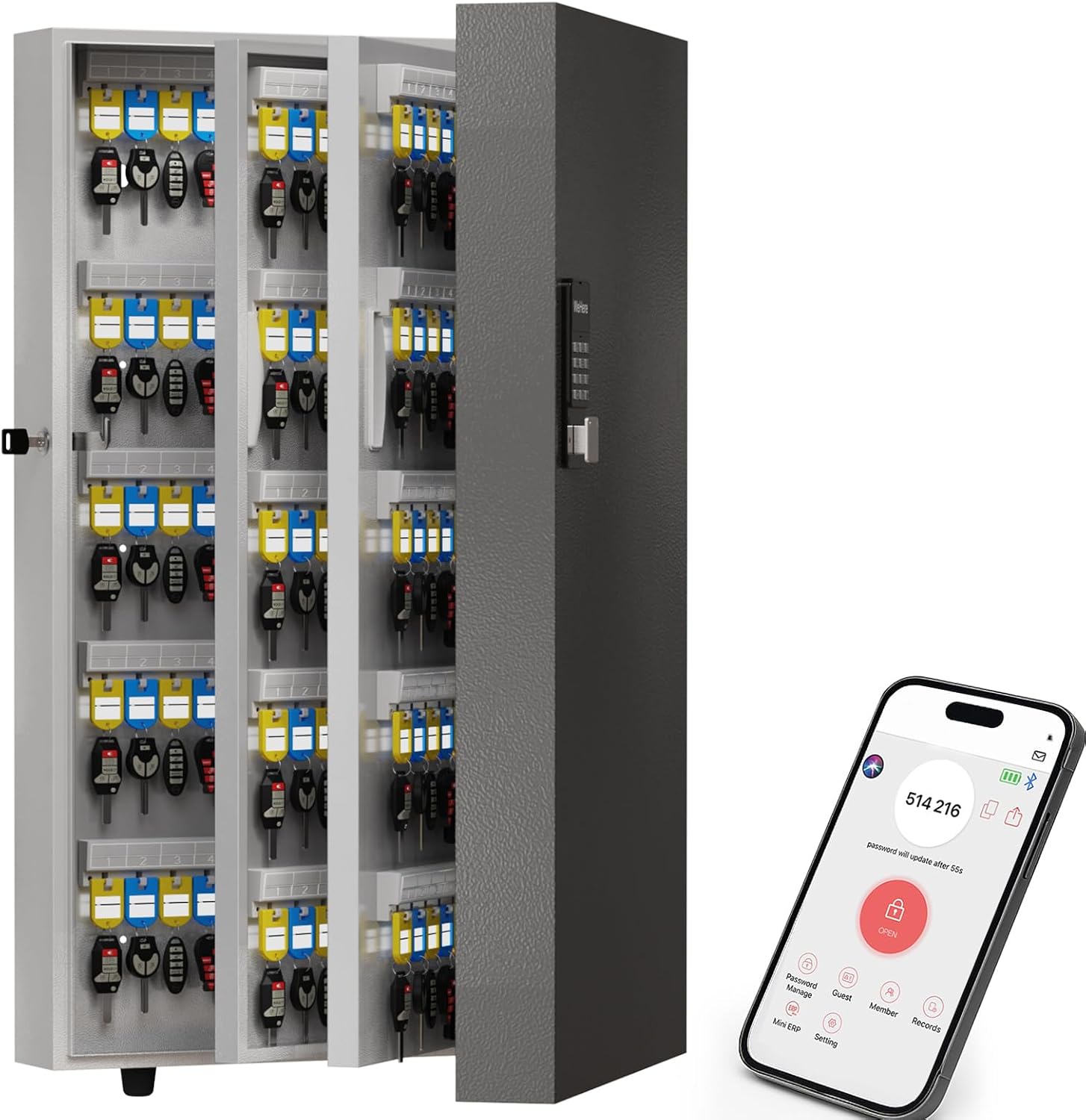 32 Key Cabinet Organizer, Lock Box, Security Storage for Valets, Hotels, Car and House Keys, Key Keeper Box - Black