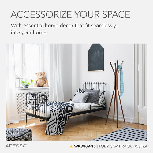 Adesso Toby Coat Rack with Natural Oak Finish – Space-Saving Entryway Organizer Perfect for Coats, Bags, Purses and Hats – 6 Hooks, 68.25" Tall