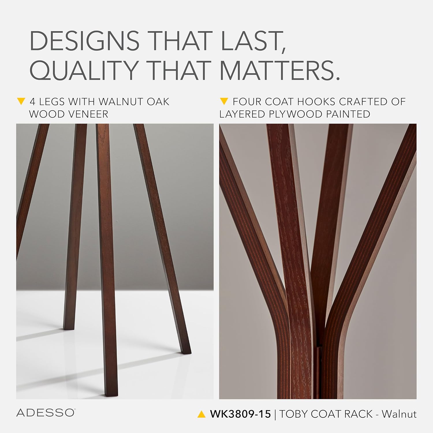 Adesso Toby Coat Rack with Natural Oak Finish – Space-Saving Entryway Organizer Perfect for Coats, Bags, Purses and Hats – 6 Hooks, 68.25" Tall